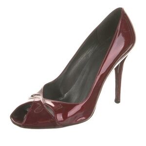 Stuart Weitzman Sashay Patent Leather Peep Toe Heels